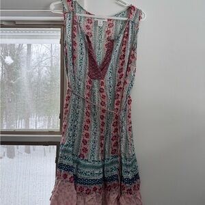 Maternity Floral Sleeveless Dress - Pink and Blue